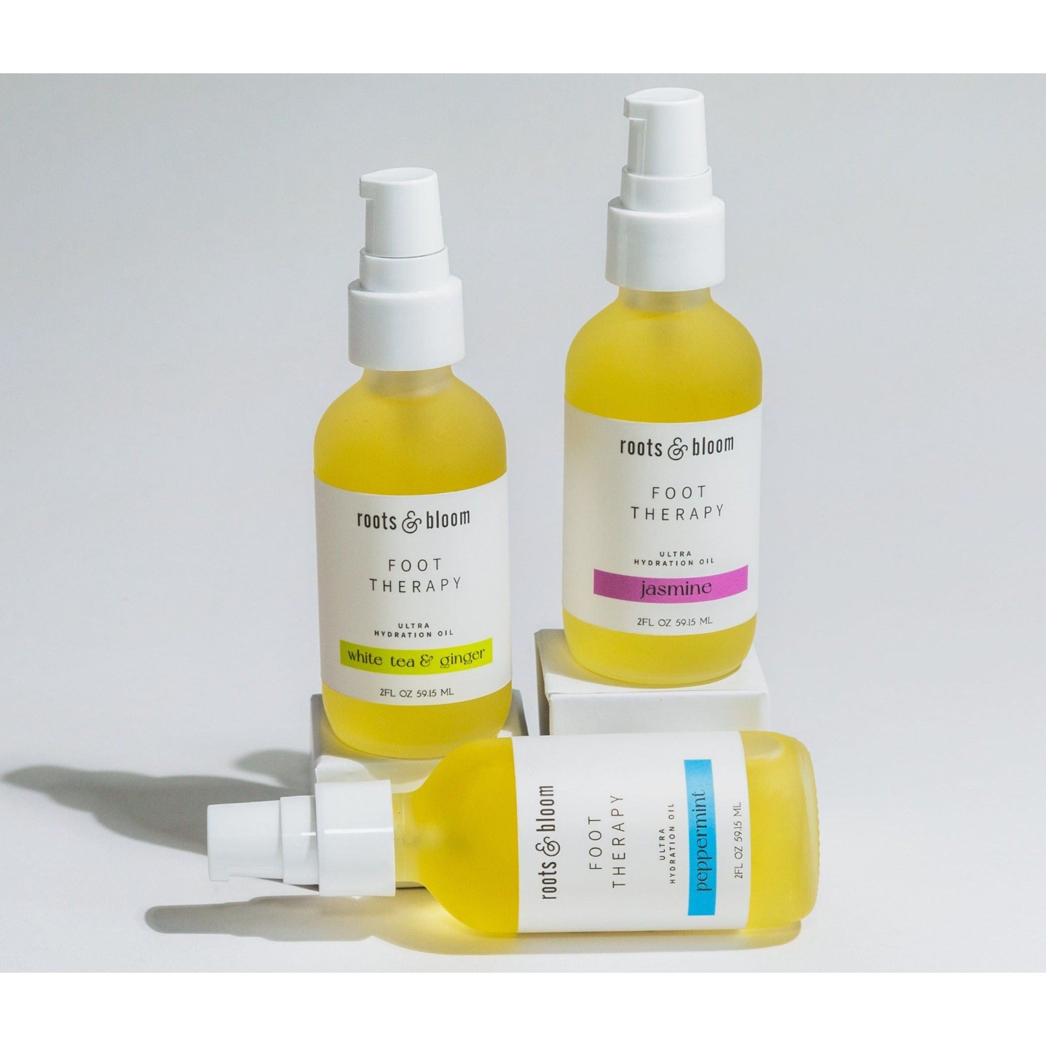 Foot Oils in 3 Scents: Peppermint, Jasmine and White Tea & Ginger