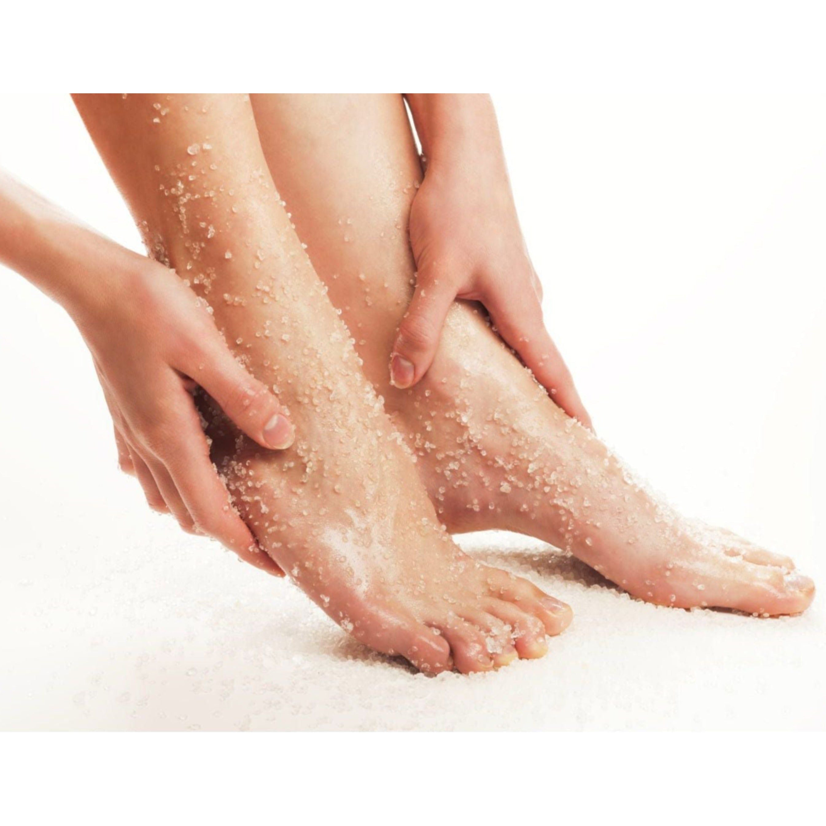 Feet with Scrub being applied